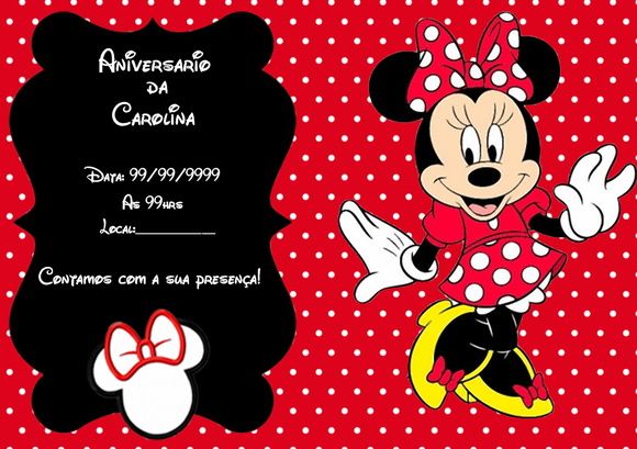 Convite Minnie Personalisado