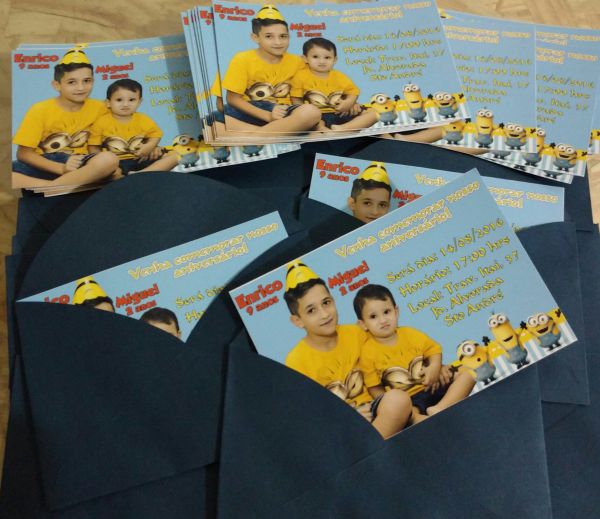 Convite Com Envelopes Minions Personalizados