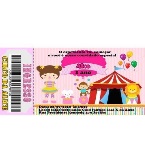 30 Convite Circo Rosa Frete Grátis 30 Convite Circo Rosa Frete Grátis