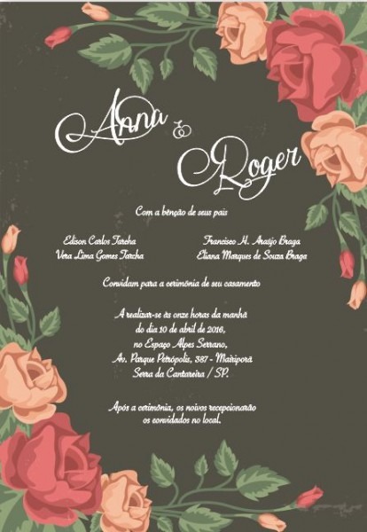 Convite De Casamento Floral, Arte Para Editar, Baixe No Site Sua Convite De Casamento Floral, Arte Para Editar, Baixe No Site Sua
