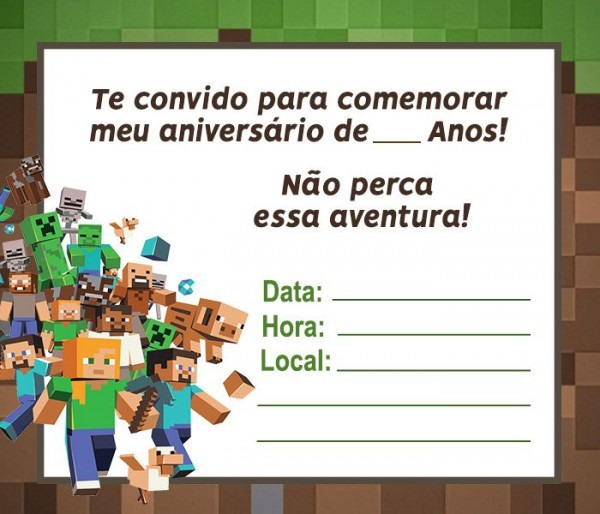 Convite Minecraft â 10 Modelos Para Editar â Modelos De Convite Convite Minecraft â 10 Modelos Para Editar â Modelos De Convite
