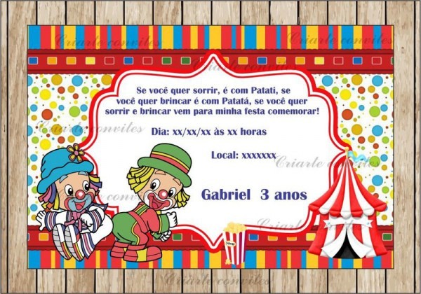 Convite Aniversário Infantil Patati Patatá Por Criarte Convites Convite Aniversário Infantil Patati Patatá Por Criarte Convites