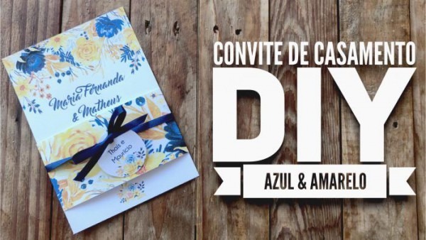 Convite De Casamento Diy Azul E Amarelo Convite De Casamento Diy Azul E Amarelo