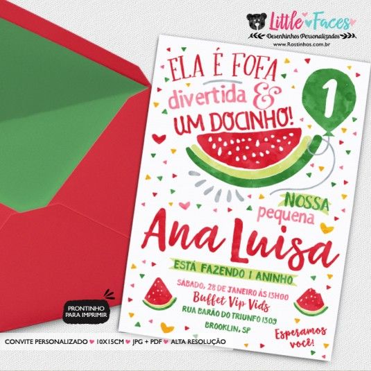 Convite Aniversário Melancia Para Imprimir Convite Aniversário Melancia Para Imprimir