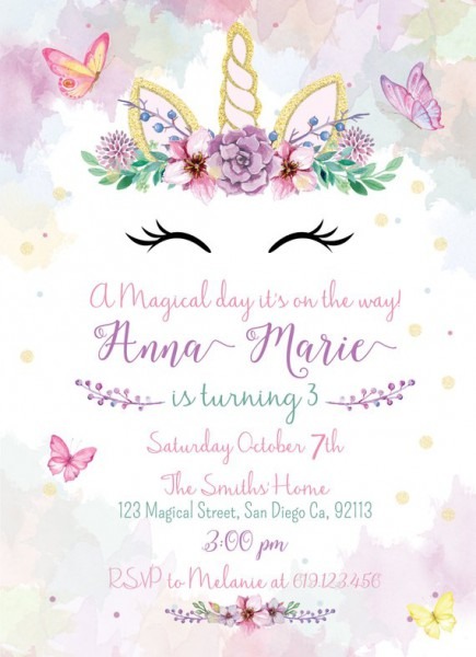Printable Unicorn Birthday Invitation, Unicorn Birthday Party Printable Unicorn Birthday Invitation, Unicorn Birthday Party