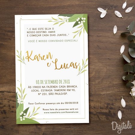 Convite Casamento Branco E Verde Convite Casamento Branco E Verde