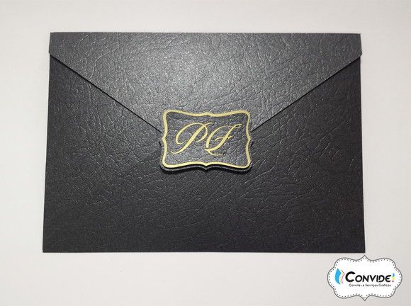Convite De Casamento Com Envelope Clássico Em Papel Preto Textura Convite De Casamento Com Envelope Clássico Em Papel Preto Textura