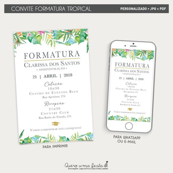 Convite Formatura Tropical
