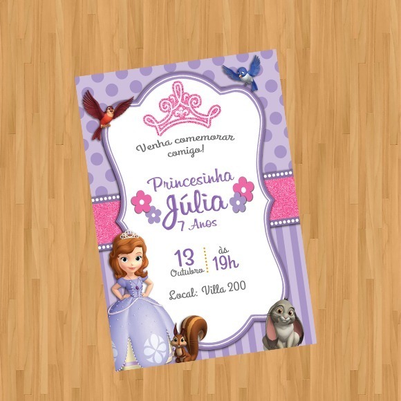 Arte Convite Digital Virtual Princesa Princesinha Sofia 2