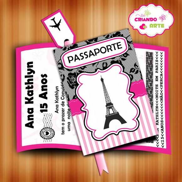 Arte Digital Convite Passaporte Paris No Elo7