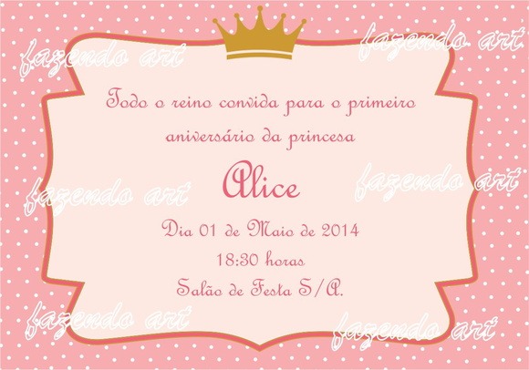 Arte Digital Convite Princesa Rosa No Elo7 Arte Digital Convite Princesa Rosa No Elo7