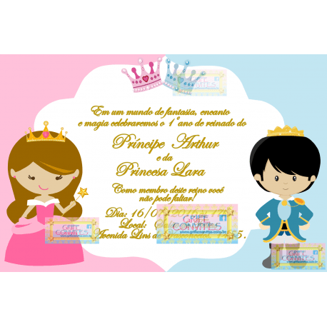 Arte Convite PrÃncipe E Princesa Arte Convite PrÃncipe E Princesa