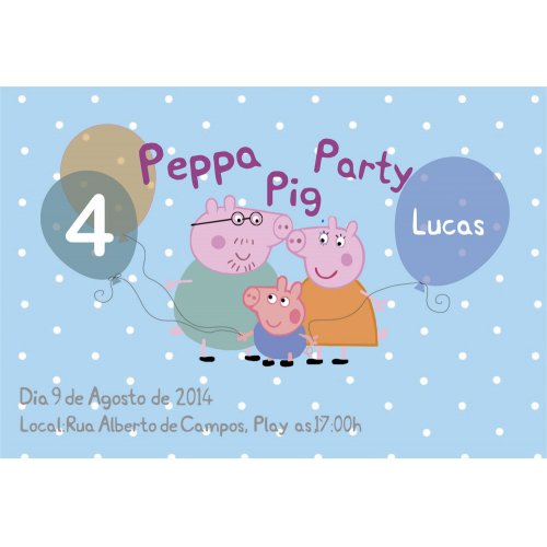 Convite Peppa Pig Menino, Festa, AniversÃ¡rio