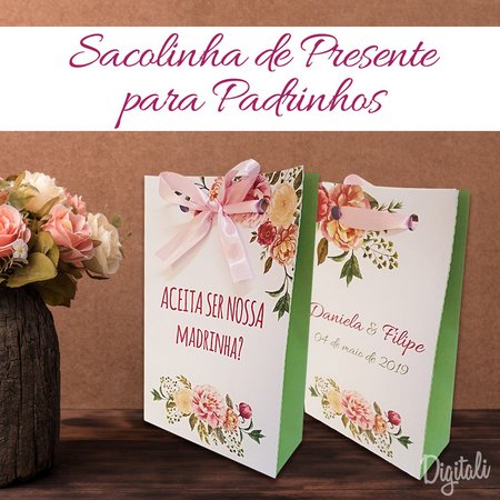 Convite Padrinhos Casamento Rosa Florido Convite Padrinhos Casamento Rosa Florido