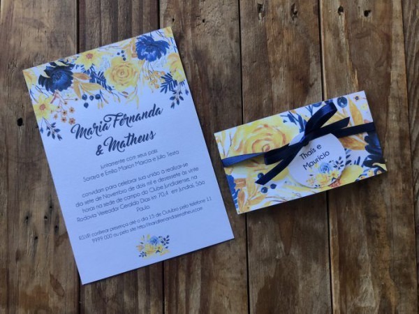 Convite De Casamento Diy Azul E Amarelo Convite De Casamento Diy Azul E Amarelo