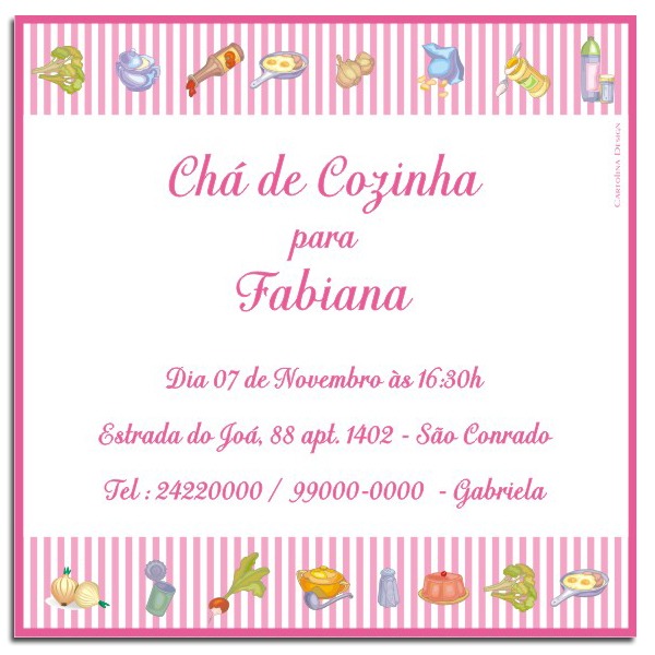 Convite Chá De Panela Pink Listras Convite Chá De Panela Pink Listras