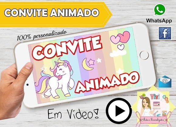 Convite Animado Unicornio Convite Animado Unicornio