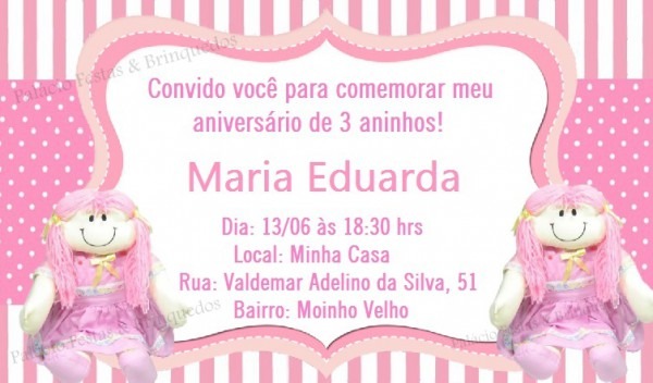 Convites De Aniversario Tema Bonecas De Pano Convites De Aniversario Tema Bonecas De Pano