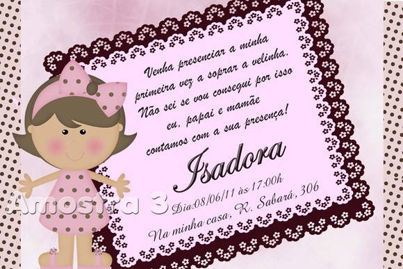 Convite Boneca Marrom E Rosa No Elo7 Convite Boneca Marrom E Rosa No Elo7