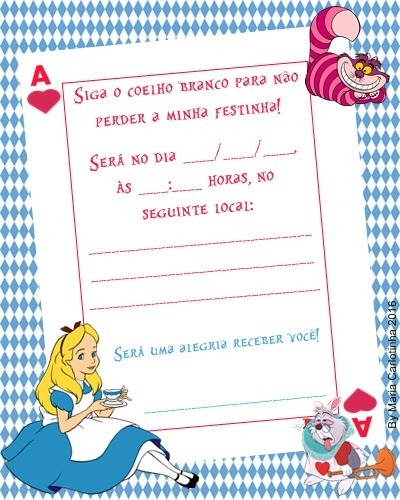 Convite De Aniversario Alice No Pais Das Maravilhas Para Imprimir