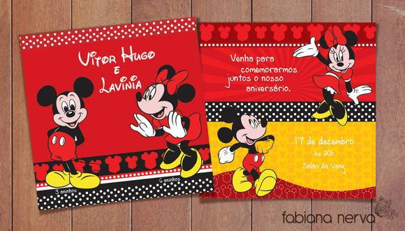 Convite De AniversÃ¡rio Mickey E Minnie No Elo7