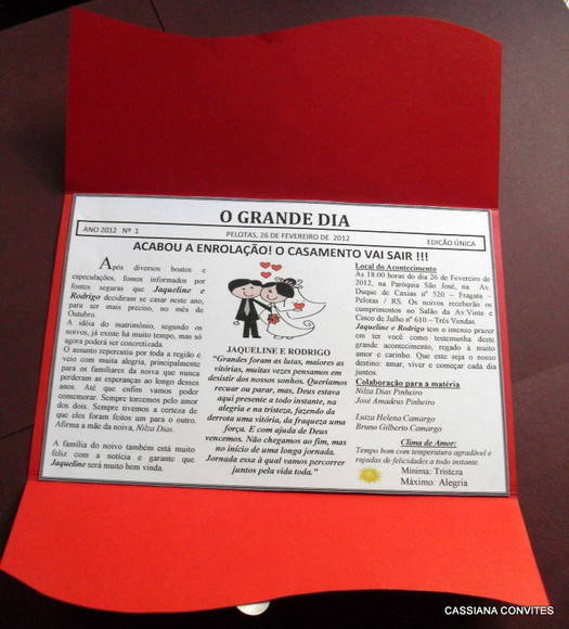 Convite De Casamento Jornal Com Envelope No Elo7 Convite De Casamento Jornal Com Envelope No Elo7