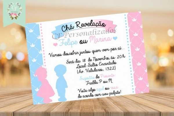 Convite Digital Chá De Revelação Realeza No Elo7 Convite Digital Chá De Revelação Realeza No Elo7