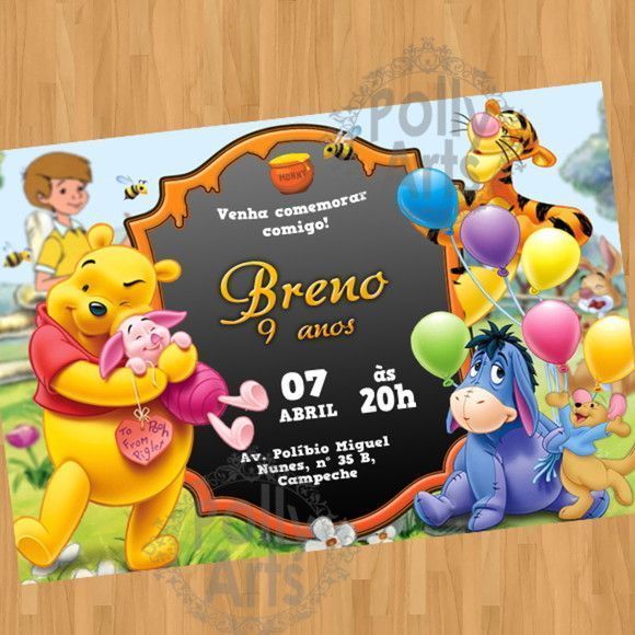 Convite Digital Virtual Ursinho Pooh Convite Digital Virtual Ursinho Pooh