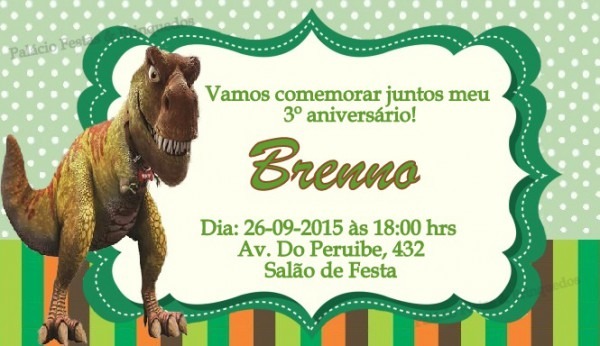 Convite Dinossauro No Elo7