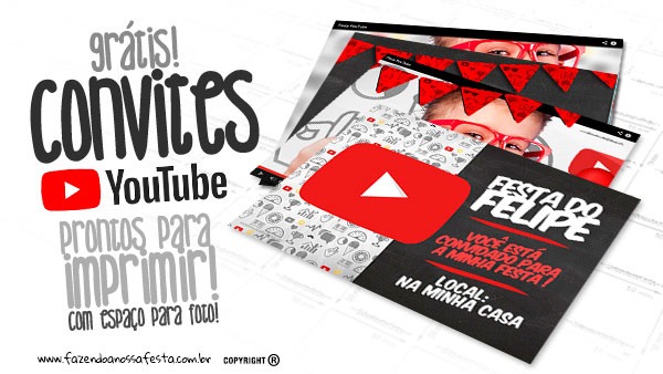Convite Festa Youtube Grátis Para Personalizar E Imprimir Convite Festa Youtube Grátis Para Personalizar E Imprimir