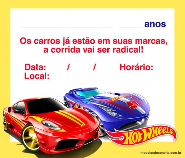 Convite Hot Wheels Para Editar E Imprimir +25 Modelos! â Modelos Convite Hot Wheels Para Editar E Imprimir +25 Modelos! â Modelos