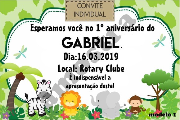 Convite Individual Infantil Safari Convite Individual Infantil Safari