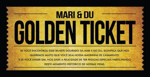 Convite Para Os Padrinhos  Golden Ticket Bilhete Dourado