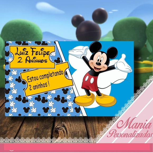 Convite Mickey Azul Convite Mickey Azul