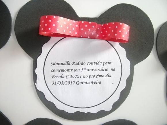 Convite Em Eva Minnie Mickey No Elo7