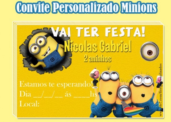 Convite Minions No Elo7 Convite Minions No Elo7