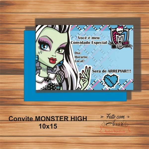 Convite Monster High ( Frankie High) No Elo7 Convite Monster High ( Frankie High) No Elo7