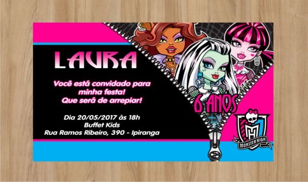 Convite Monster High Frete Grátis No Elo7 Convite Monster High Frete Grátis No Elo7