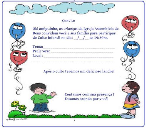 Convites Para Culto Infantil Cheios De Graça E Delicadeza Convites Para Culto Infantil Cheios De Graça E Delicadeza