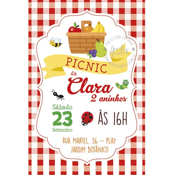 Convite Picnic Digital No Elo7 Convite Picnic Digital No Elo7