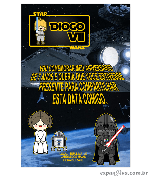 Convites Infantis Para Star Wars M6886 Convites Infantis Para Star Wars M6886