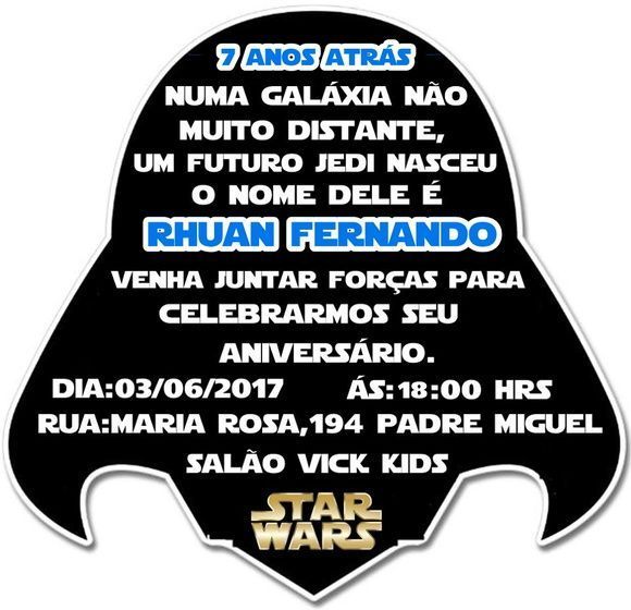 Convite Star Wars Convite Star Wars