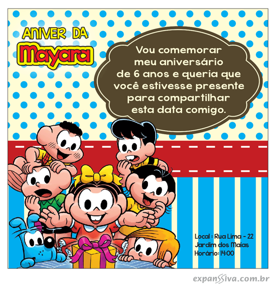 Convites Infantis Para Turma Da Mônica M6913 Convites Infantis Para Turma Da Mônica M6913