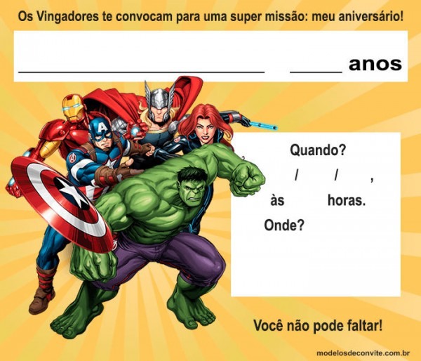 Convite Vingadores 47 Modelos Para Editar E Imprimir! â Modelos Convite Vingadores 47 Modelos Para Editar E Imprimir! â Modelos