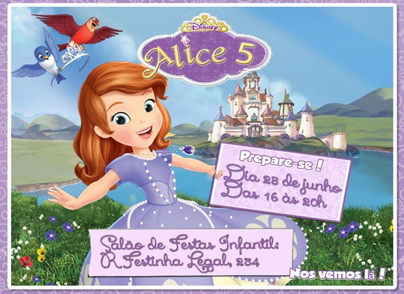 Convite Virtual Princesa Sofia Digital No Elo7