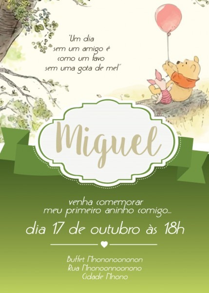 Convite Zap (virtual) Ursinho Pooh No Elo7 Convite Zap (virtual) Ursinho Pooh No Elo7
