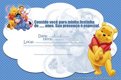 Montando Surpresas Convite Ursinho Pooh Grátis Para Baixar E Montando Surpresas Convite Ursinho Pooh Grátis Para Baixar E
