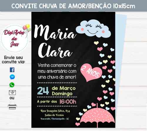 Convite Digital De Aniversário Chuva De Amor Convite Digital De Aniversário Chuva De Amor