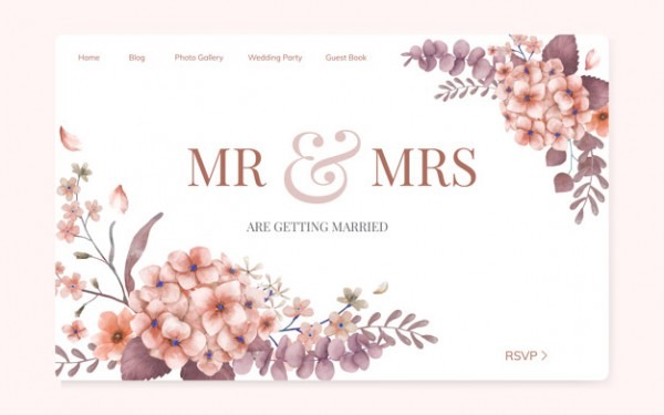 Design De Site De Convite De Casamento Floral Design De Site De Convite De Casamento Floral