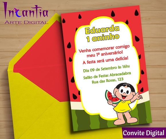 Arte Digital Convite Magali, Turma Da Mônica Arte Digital Convite Magali, Turma Da Mônica